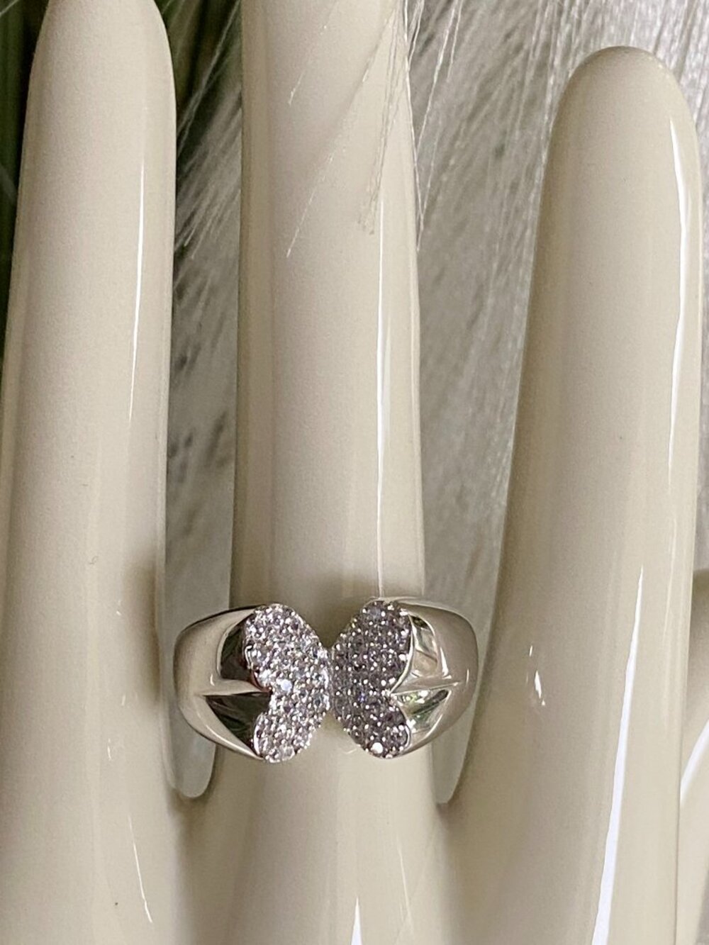 Fifth Avenue Sterling silver Pave CZ Butterfly Statement Ring S 8 NWT